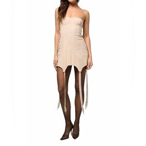 NWT WeWoreWhat Corset Garter Mini Dress, Blush, Size 8